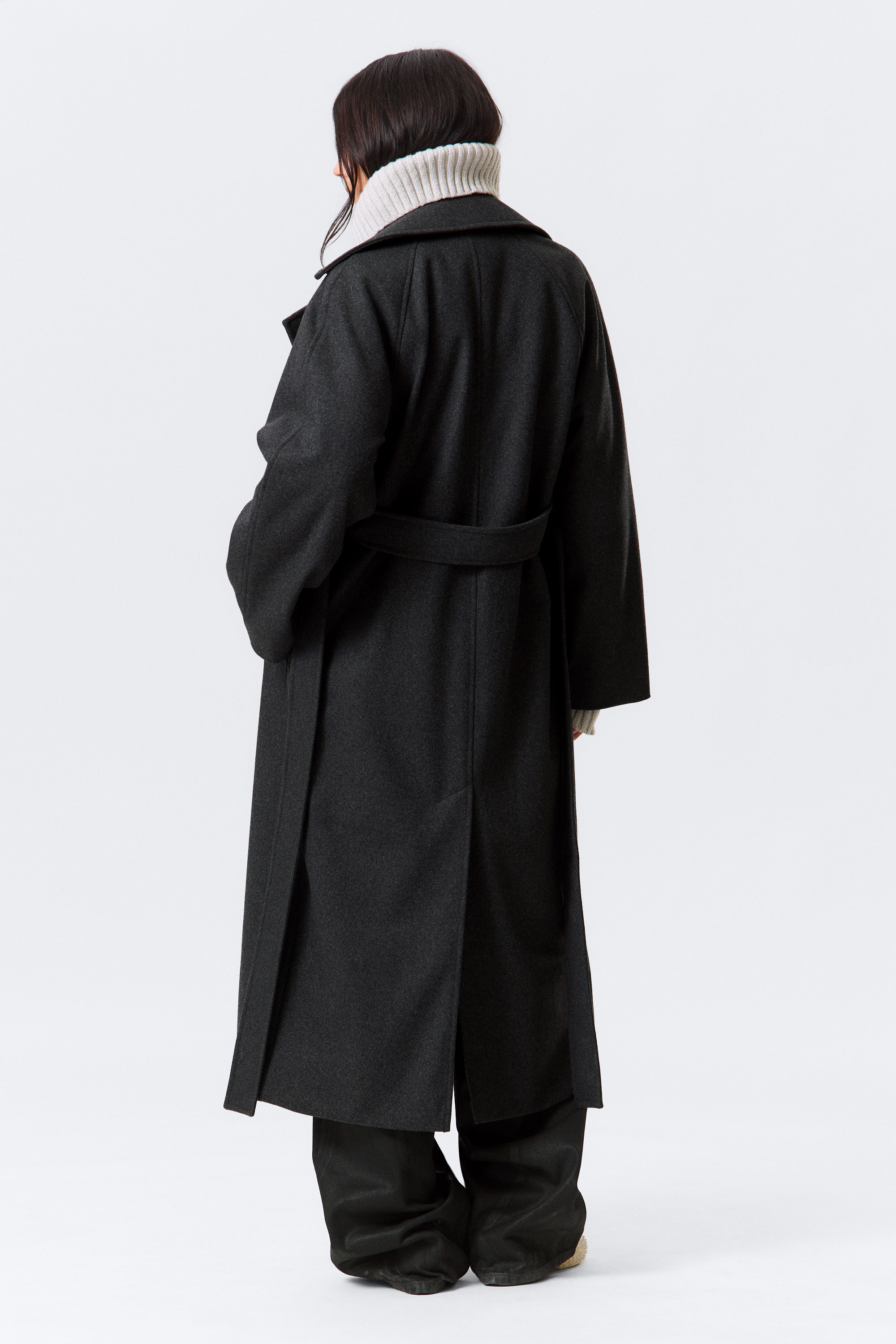 Dunkelgrau meliert - Kia Zweireihiger Oversize-Mantel aus Wollmischung - 4