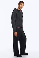 Schwarz - Weite Sweatpants mit mittlerem Bund und Waschung - 2