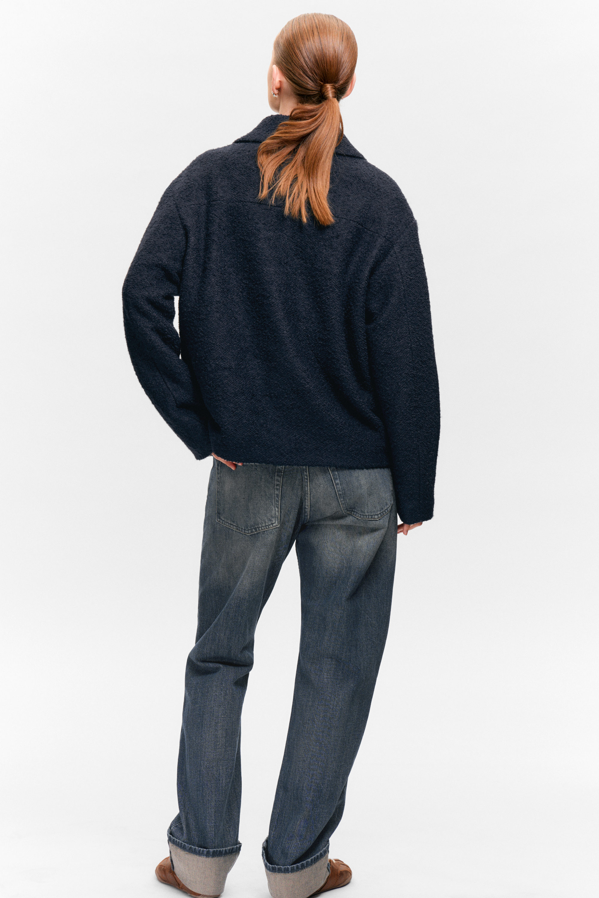 Navy Blue - Single-breasted Wool Blend Jacket - 3