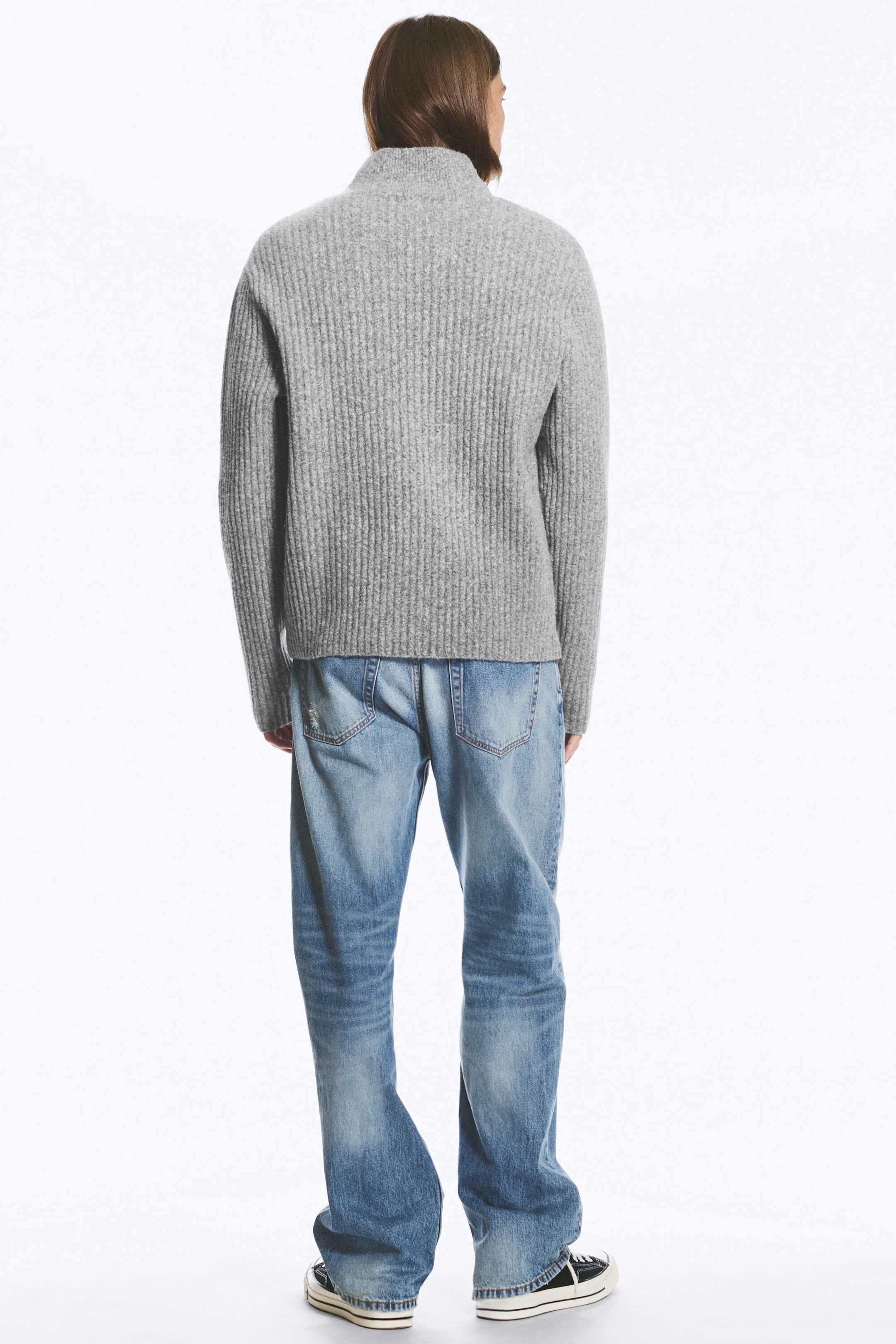 Gris - Pull demi-zip en laine mélangée - 3