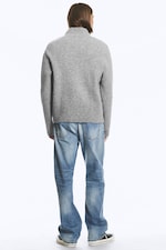 Gris - Pull demi-zip en laine mélangée - 3