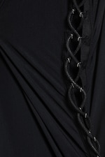 Black - Laced One-Shoulder Long-Sleeved Top - 5