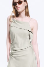 Light Mole - Asymmetric Sleeveless Cowl-Neck Midi Dress - 2