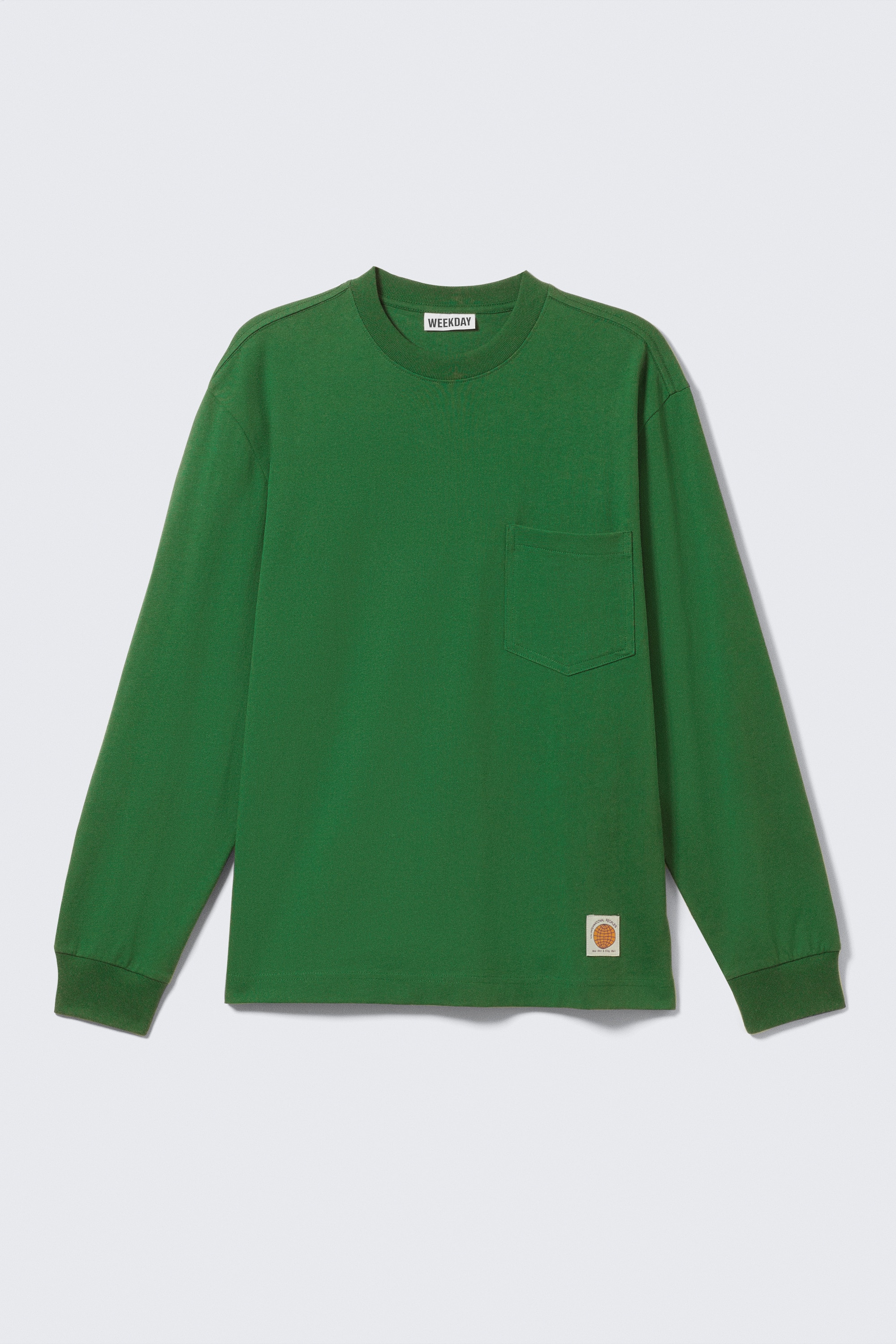 Volné tričko s dlouhým rukávem z bavlny - Zelená