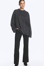 Striped Dark Grey - Oversized Long Sleeve T-shirt - 1