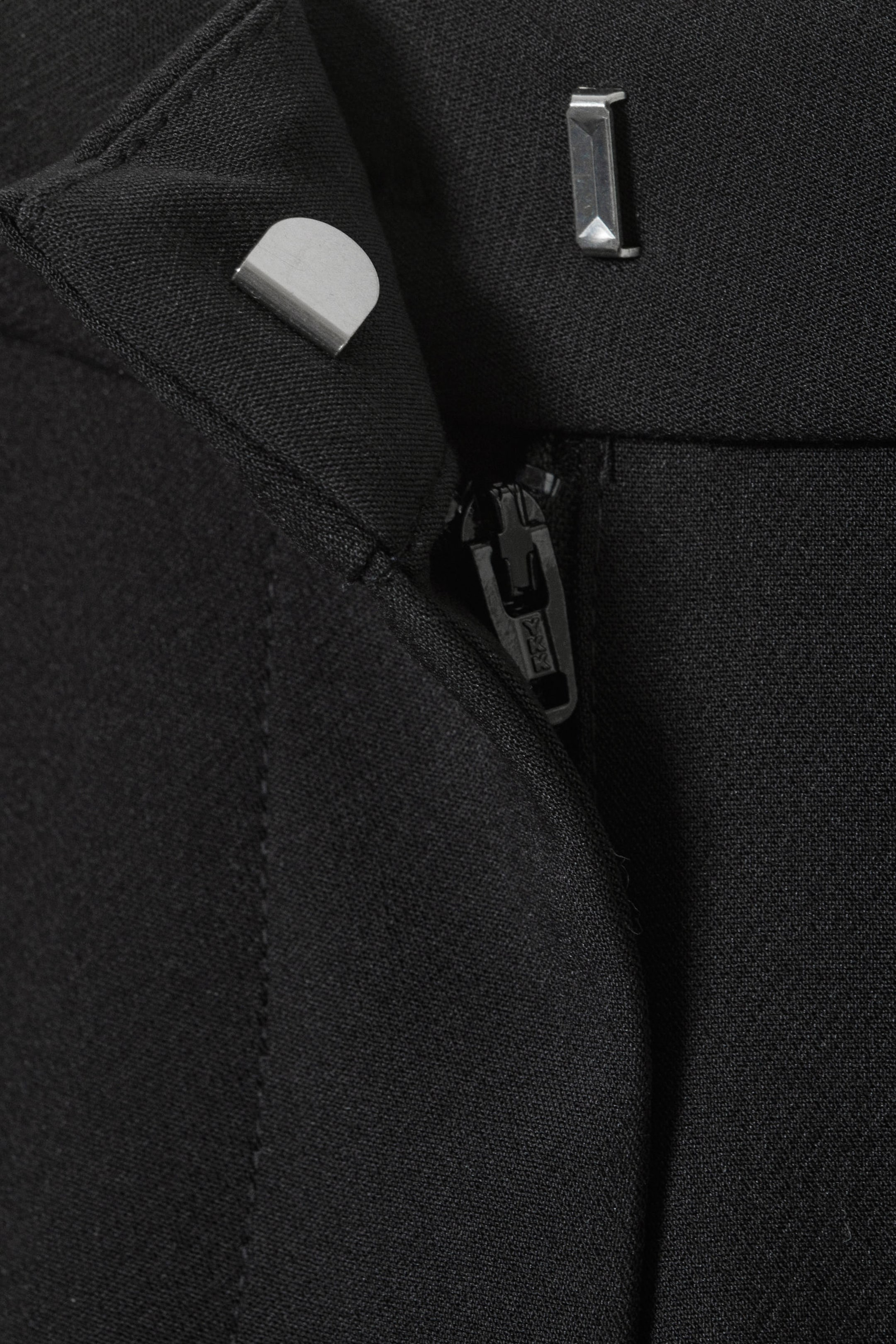 Black - Mid Rise Split Hem Suiting Trousers - 4