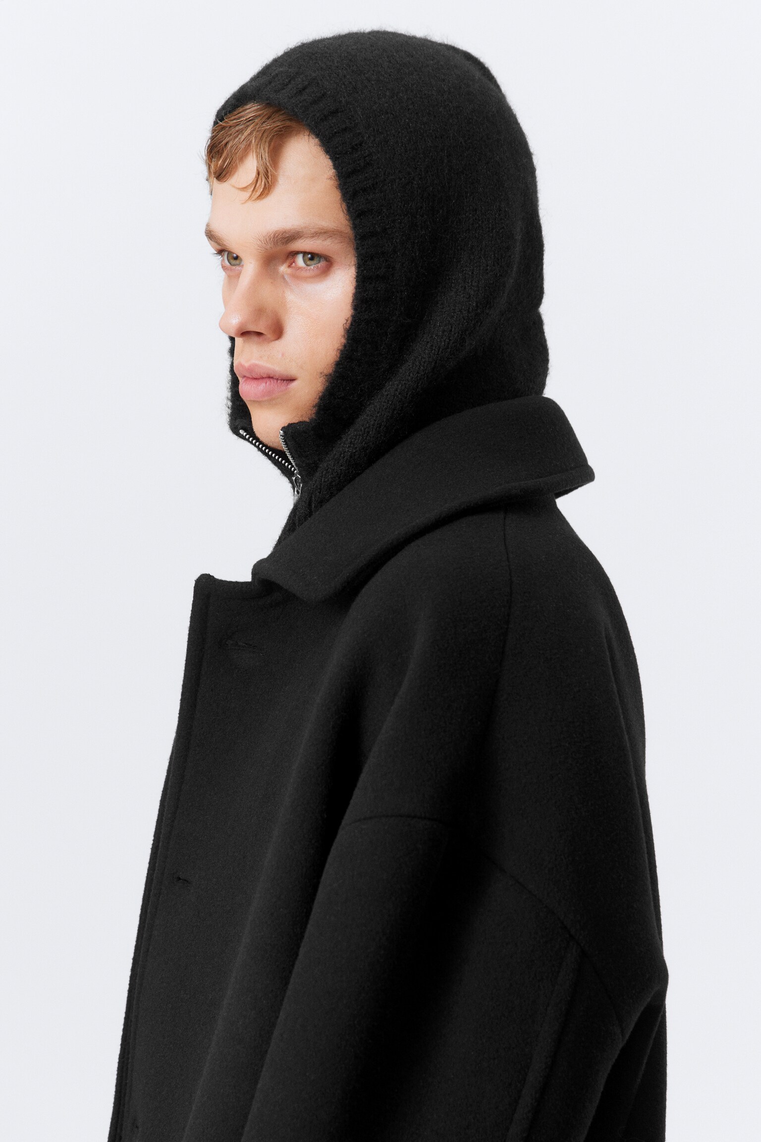 Měkká pletená mikina na zip - Černá - 3