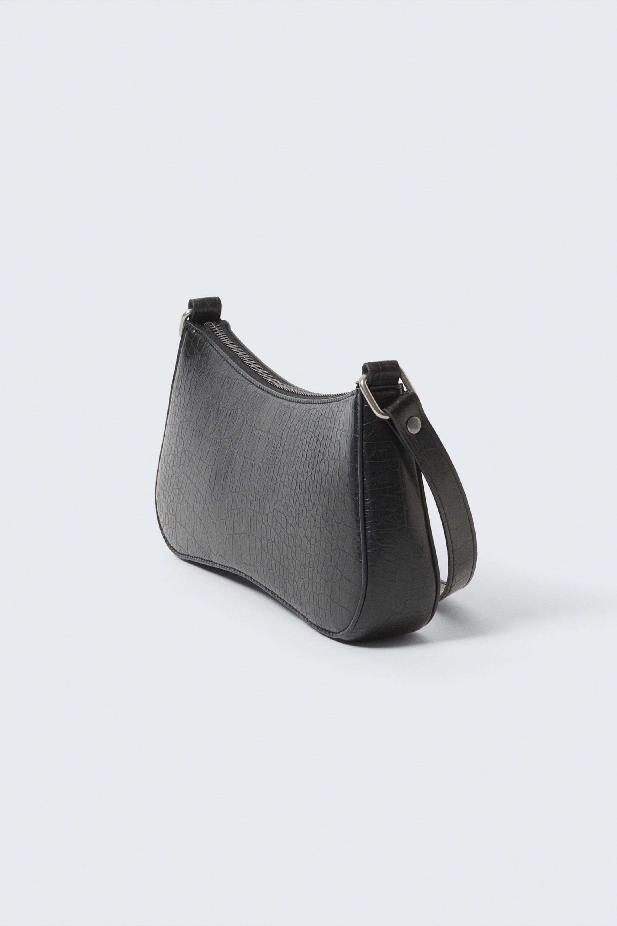 Black - Studded Faux Leather Shoulder Bag - 2