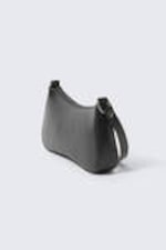 Black - Studded Faux Leather Shoulder Bag - 1