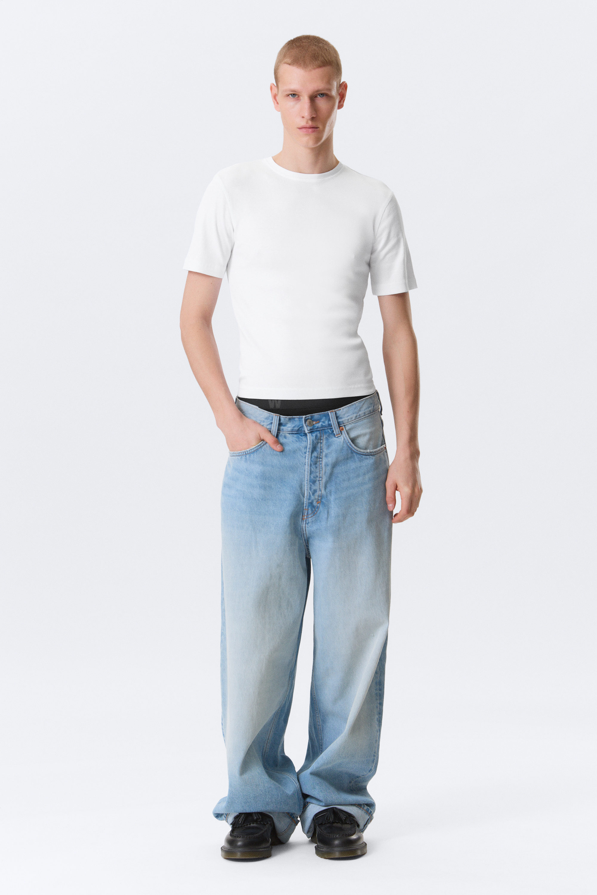 White - Classic Slim Ribbed Cotton T-shirt - 2