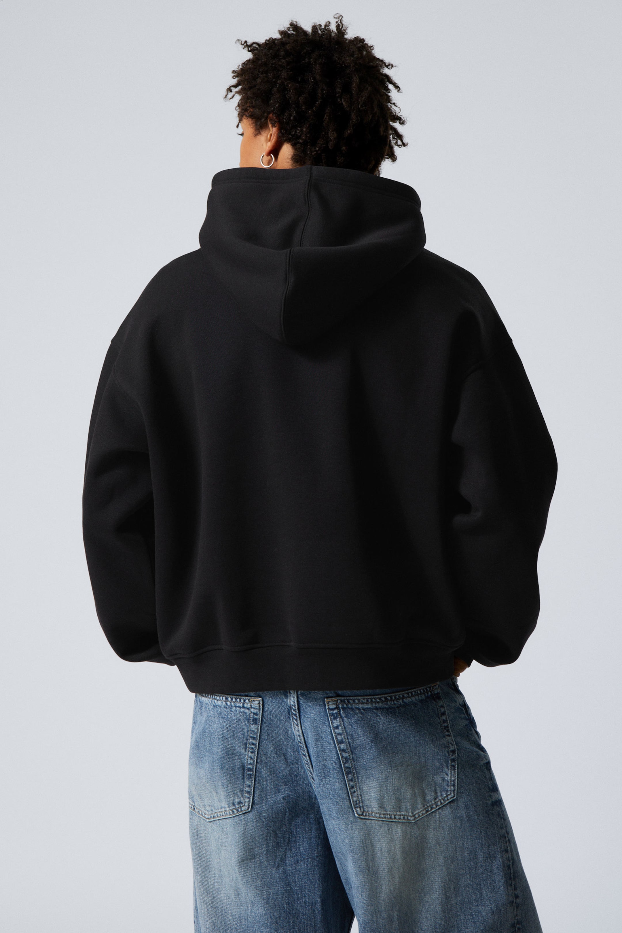 Zwart - Boxy hoodie van zware kwaliteit - 2