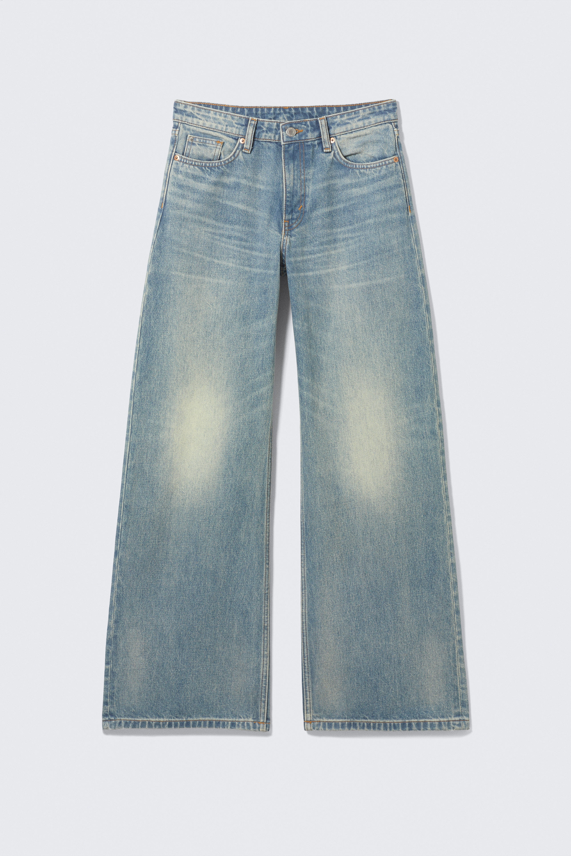 Perseus Blue - Medium Blue - Paz Mid Rise Wide Leg Jeans - 1