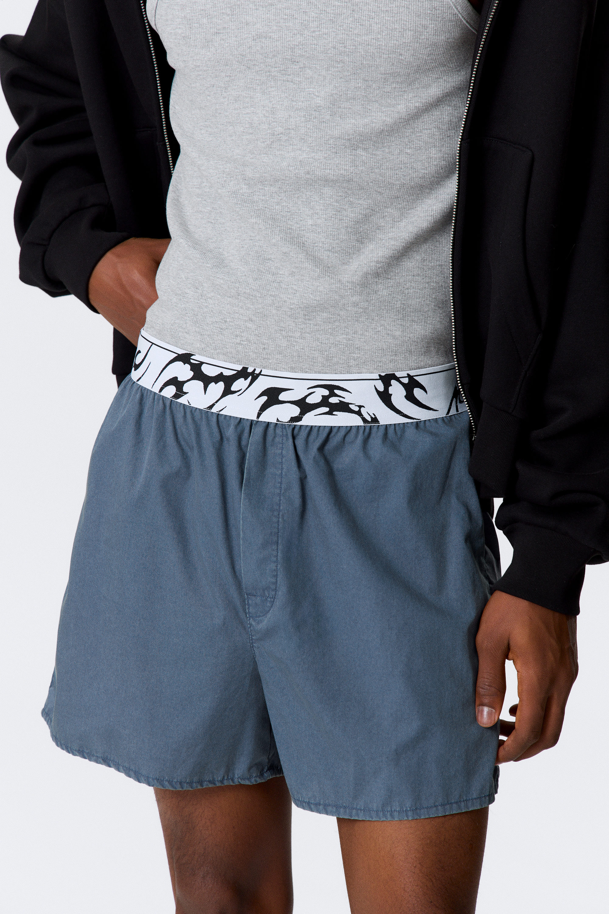 Washed Dark Blue - Boxer Pyjama Shorts - 4