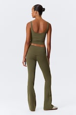 Mörk khakigrön - Utsvängda yogatights med vikt midja - 3