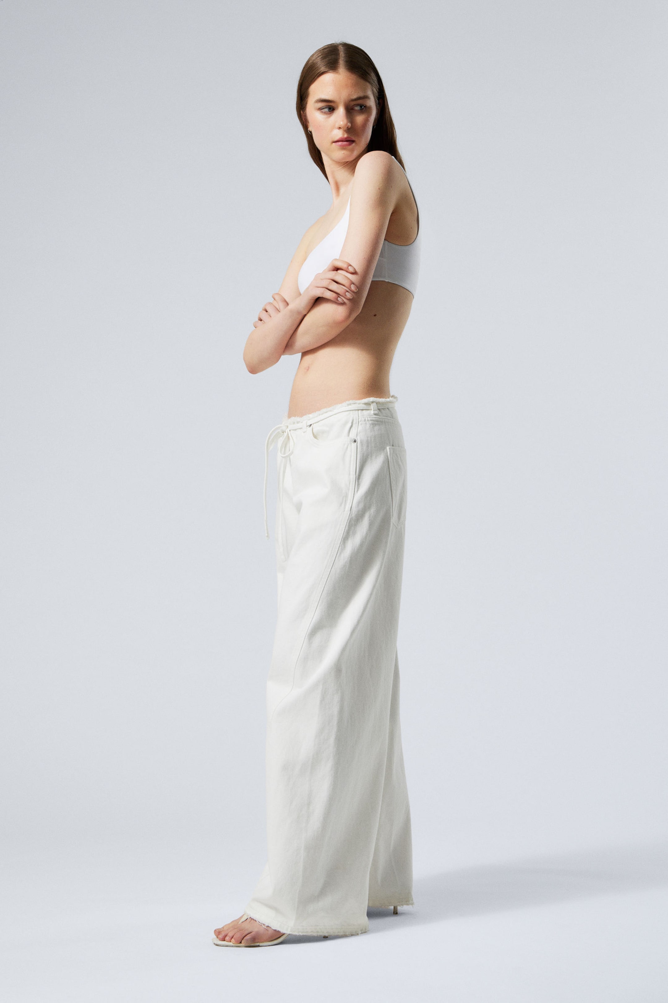 Weiß - Denim-Hose "Motion" mit niedrigem Bund - 5