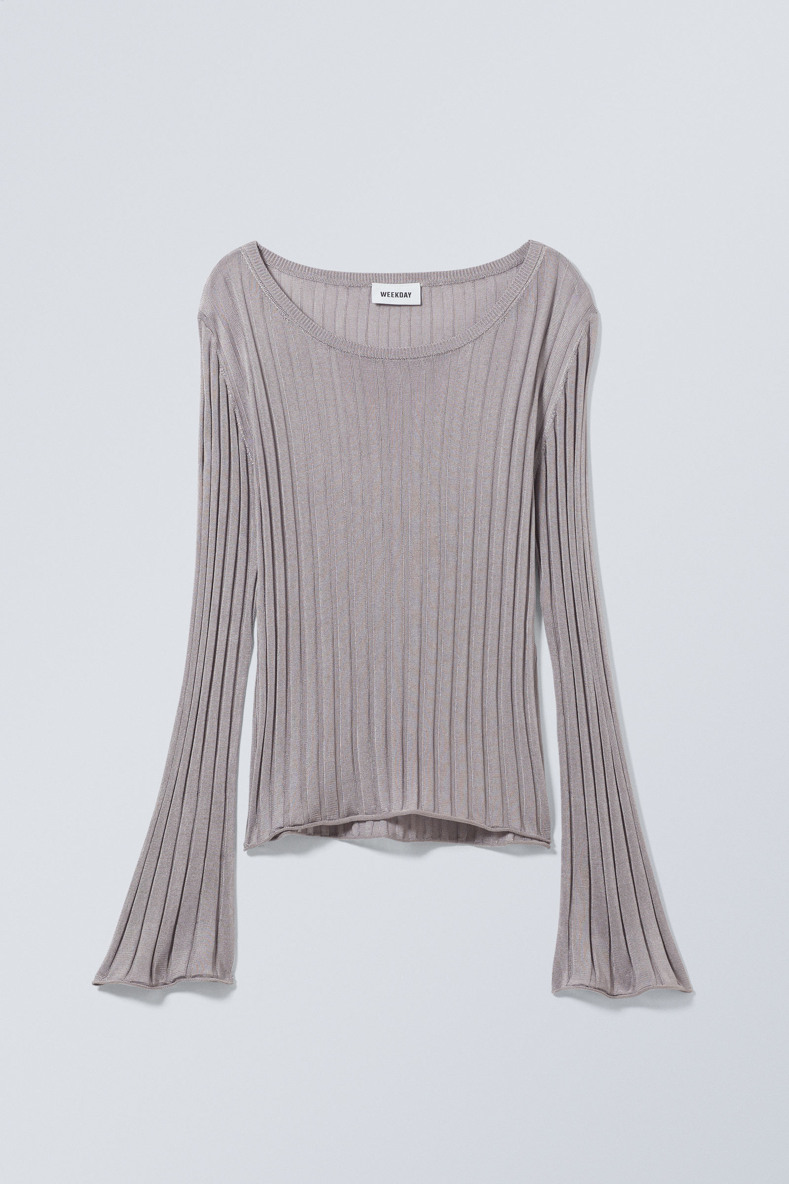 enora sheer knit long sleeve top - Light Grey | Weekday WW