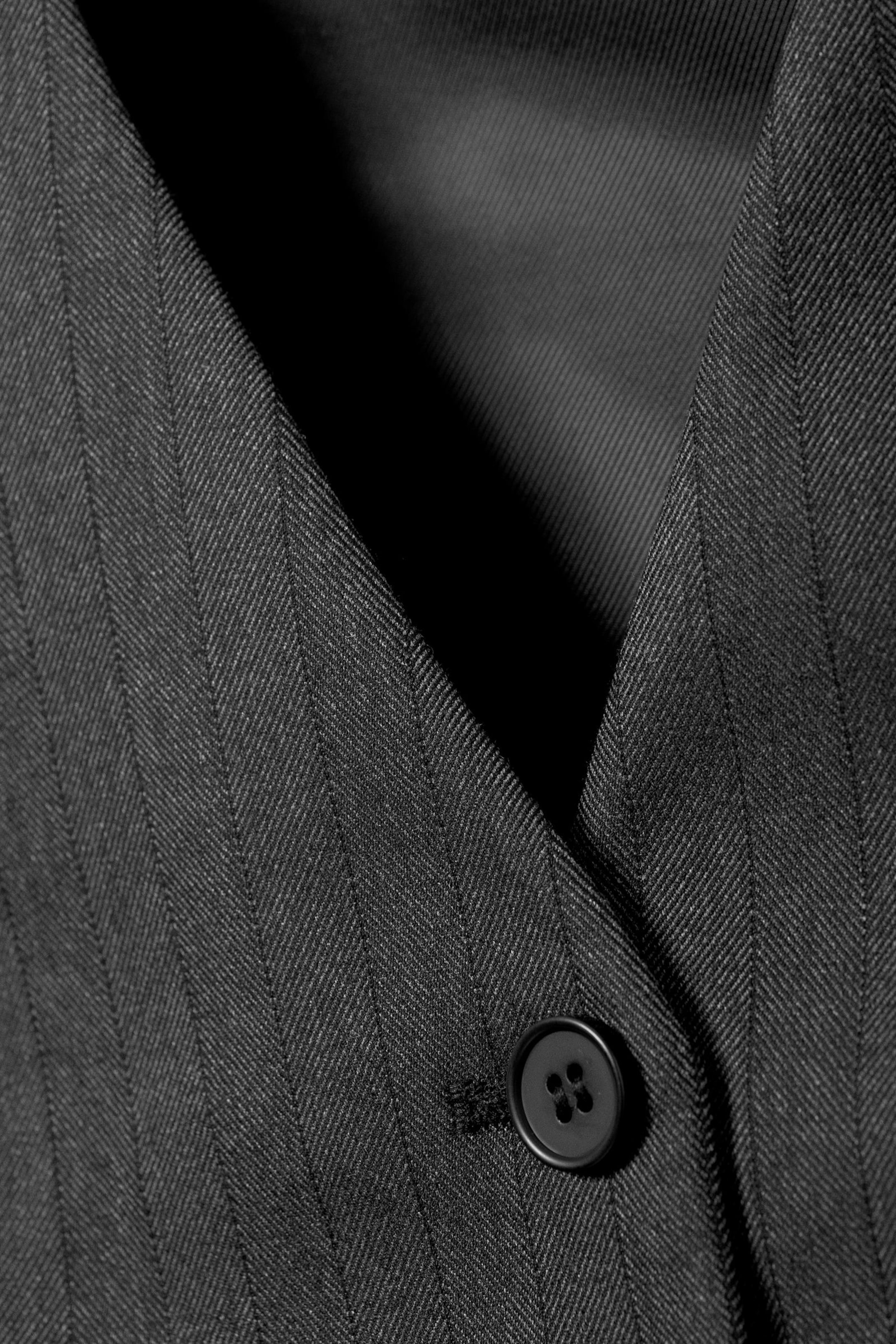 Dark Grey Melange - Pinstripe - Suiting Waistcoat - 2