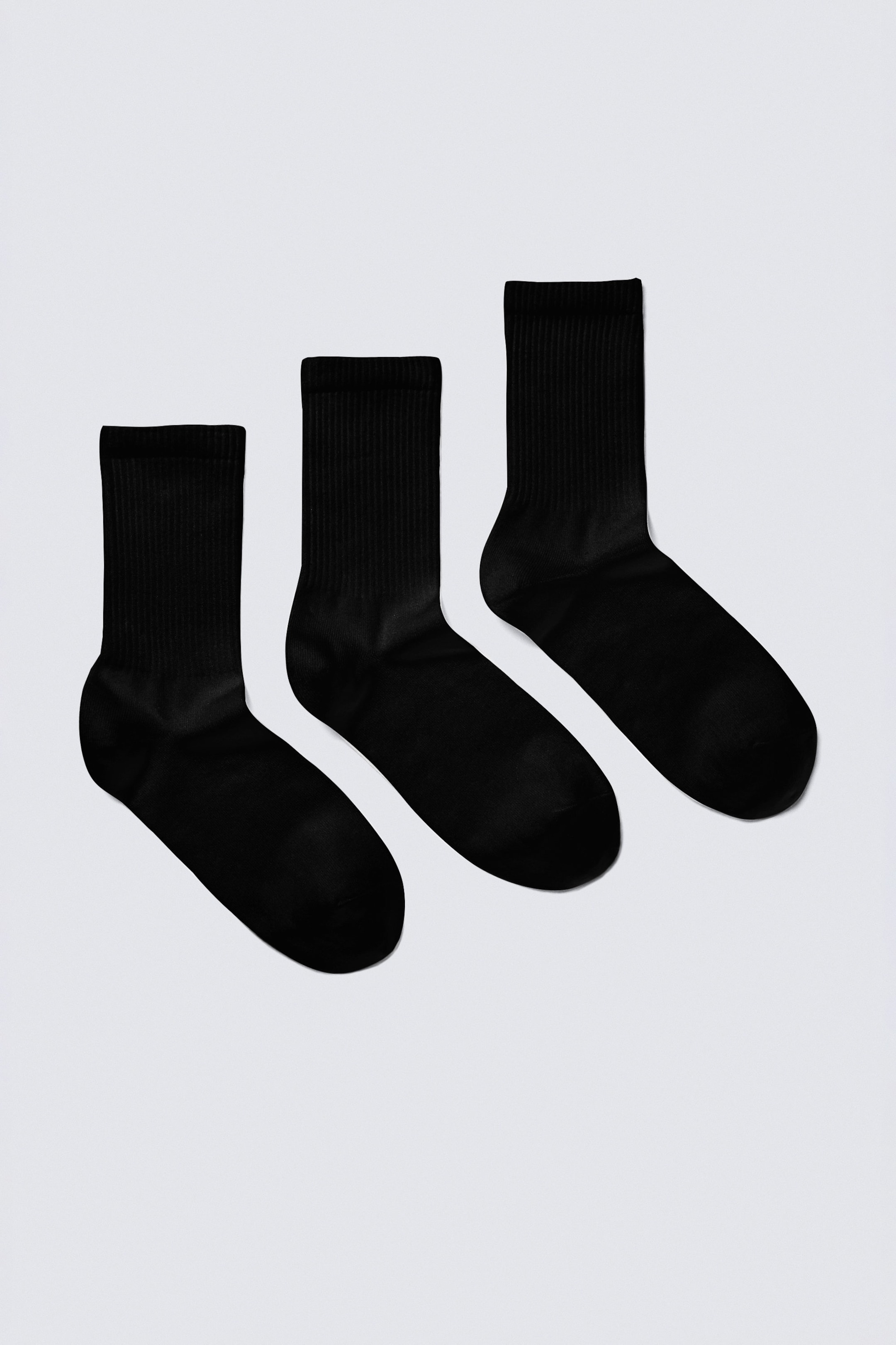 Black - 3-pack Ribbed Sporty Crew Socks
