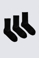 Black - 3-pack Ribbed Sporty Crew Socks - 0