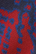 Dark Blue - Telephone - Boxy Graphic Knitted Cotton Sweater - 1