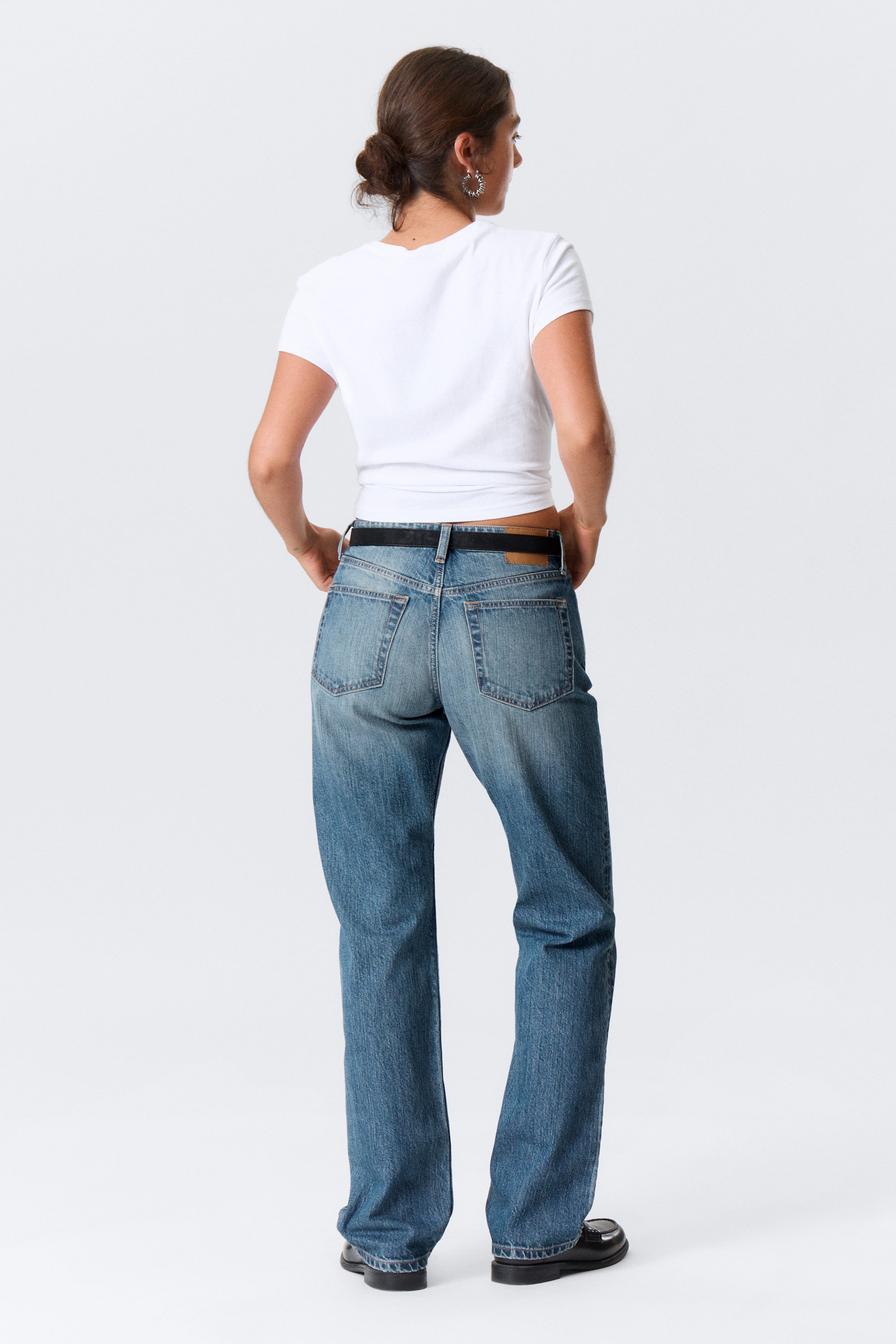 Radio Blue - Mittelblau - Pin Mid Waist Regular Straight Leg Jeans - 3