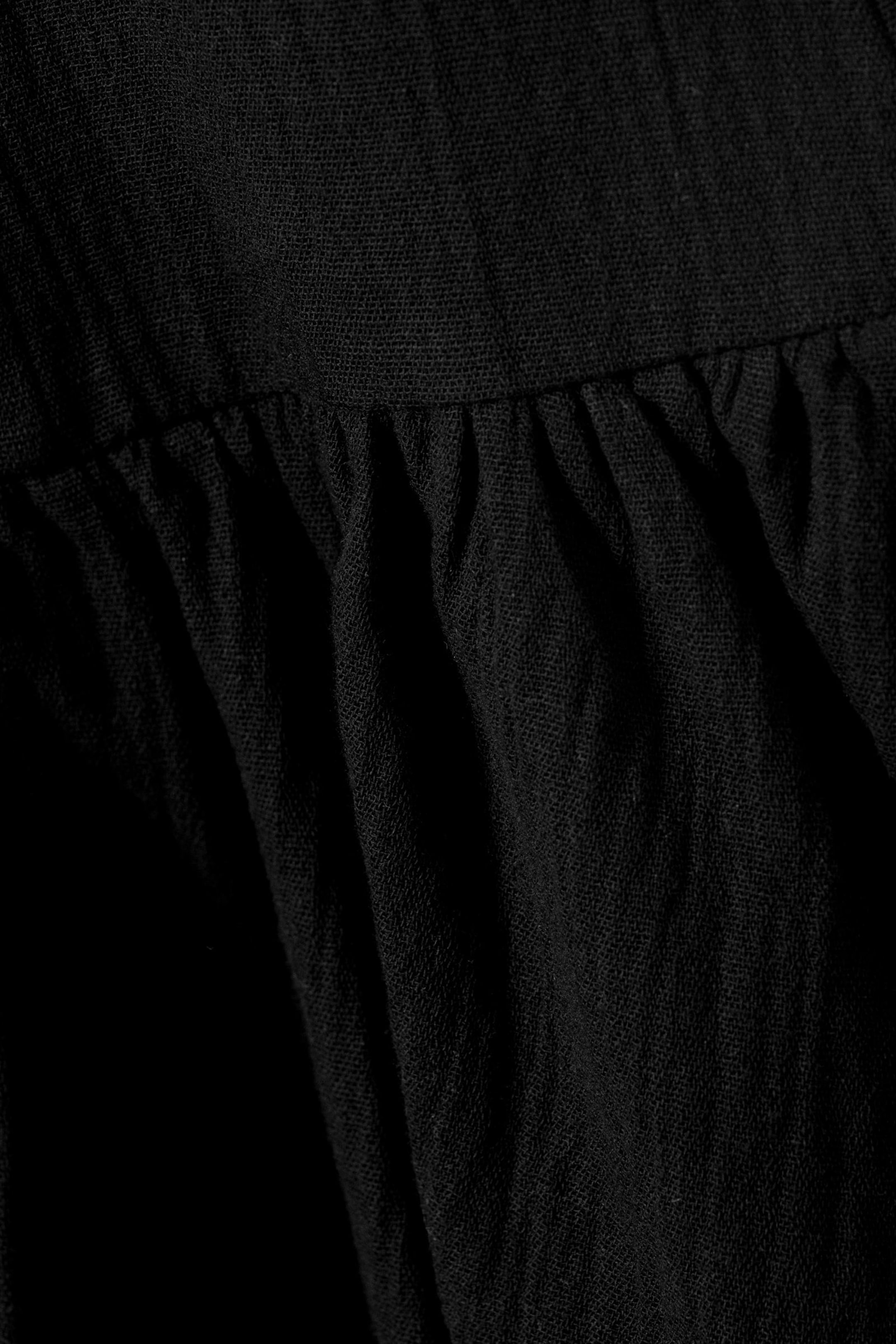 Schwarz - Ärmelloses Twill-Minikleid - 6
