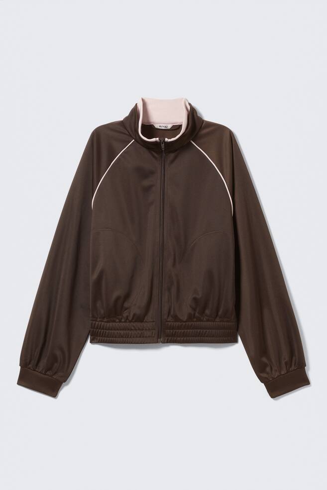 Contrast Track Jacket - Dark Brown - 1