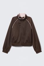 Marron foncé - Veste de survêtement contrastée - 0