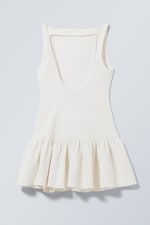 Blanc - Mini-robe en sergé sans manches - 1