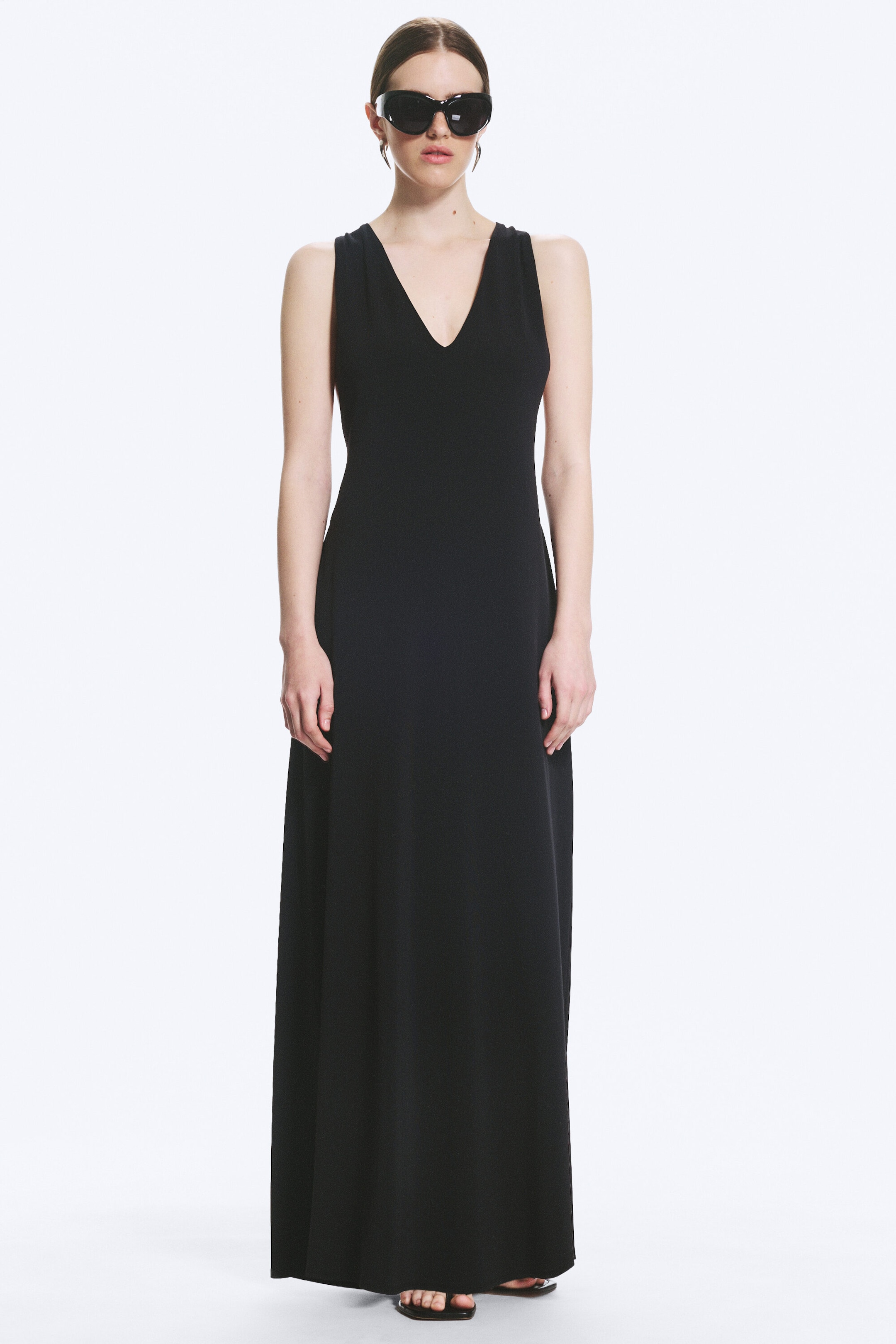 Black - Gathered Maxi Dress - 1