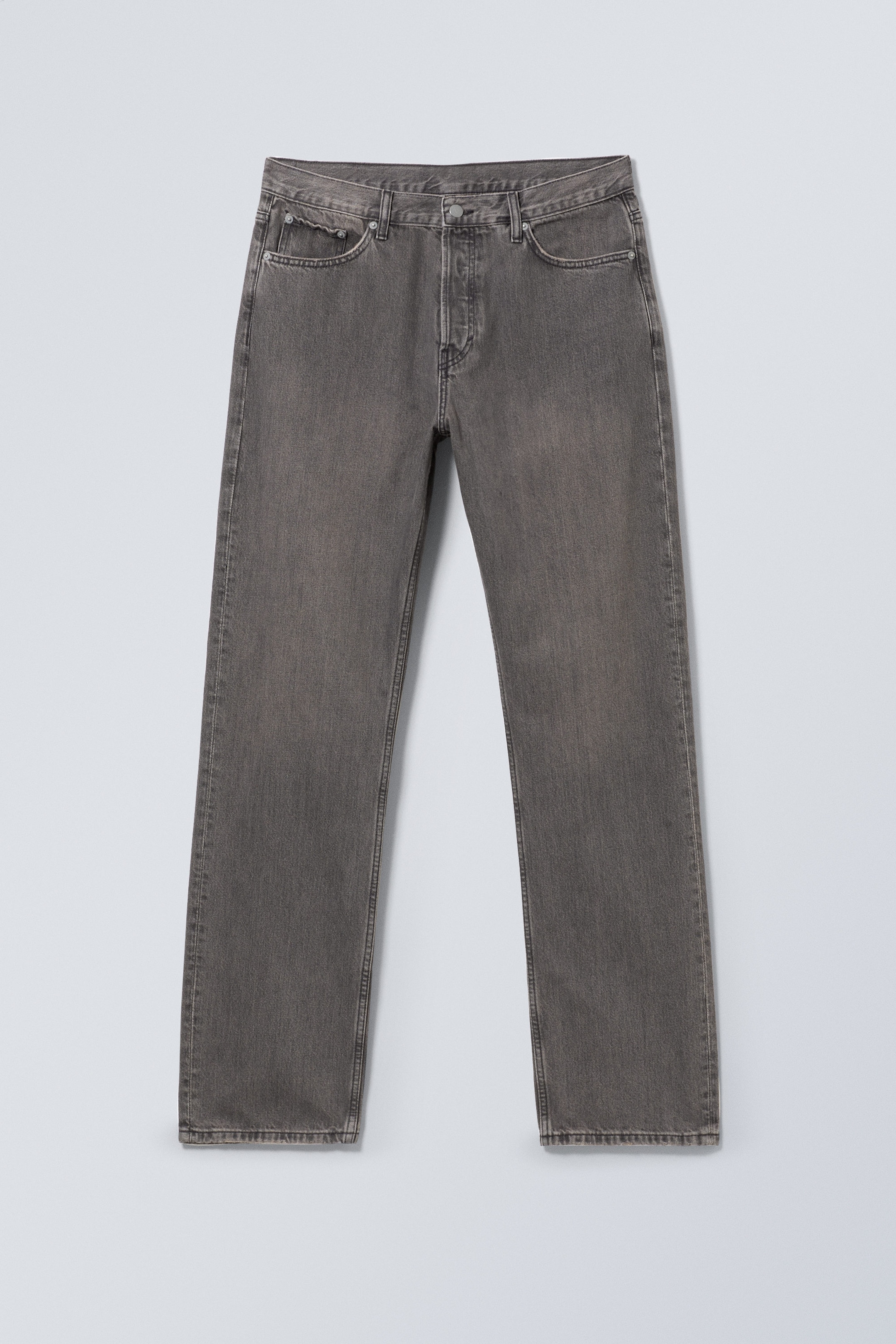 Clay Grey - Grey - Space Mid Rise Relaxed Straight Jeans - 0