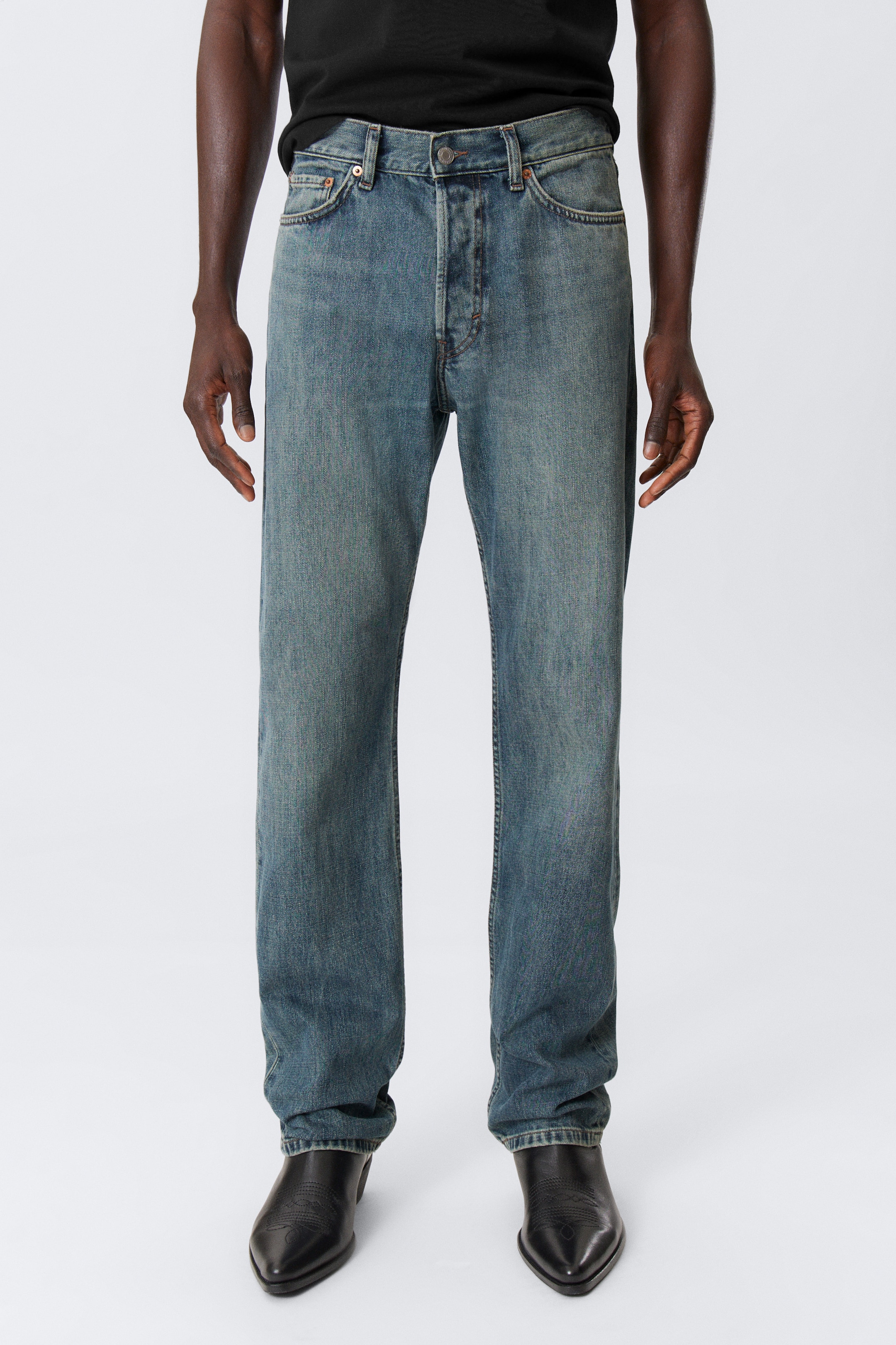 Visa större bild: Space Relaxed Straight Leg Jeans - Second Blue - Mellanblå - HERR | H&M SE 2