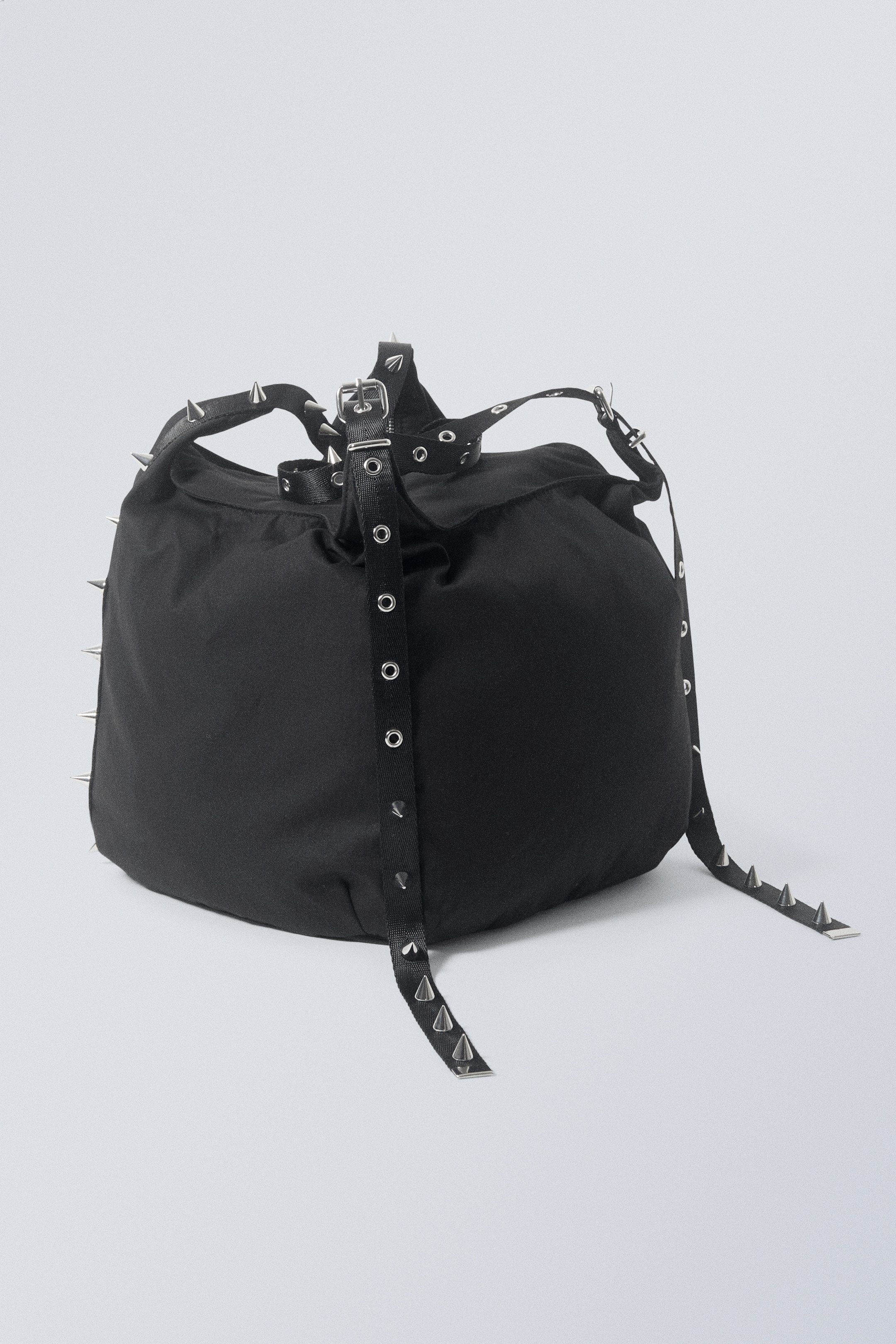 Black - Studded Shoulder Bag - 1