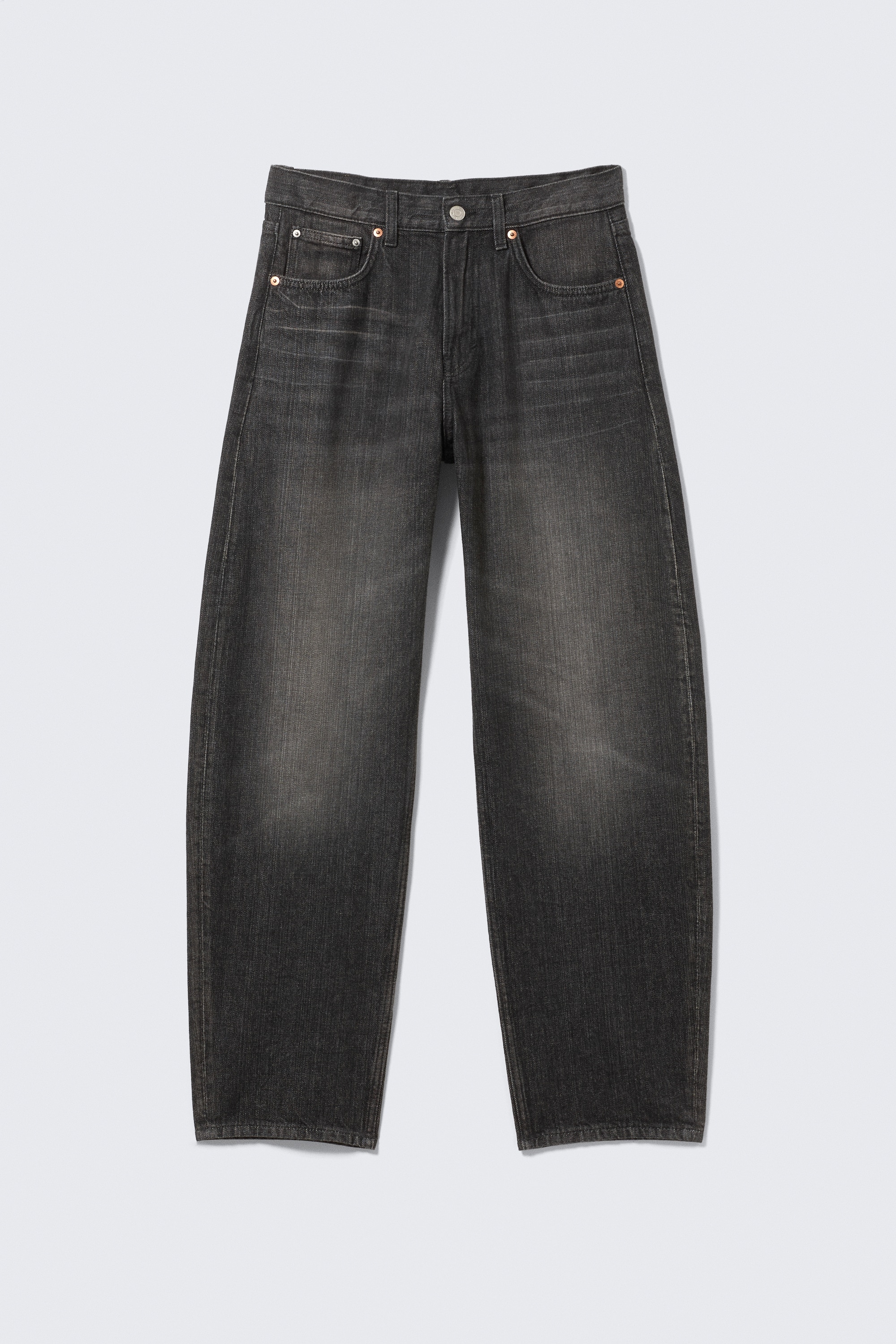 Nebula Mid Waist Loose Barrel Leg Unisex Jeans - Chelsea Black - Black/Blue Rinse - Mörkblå