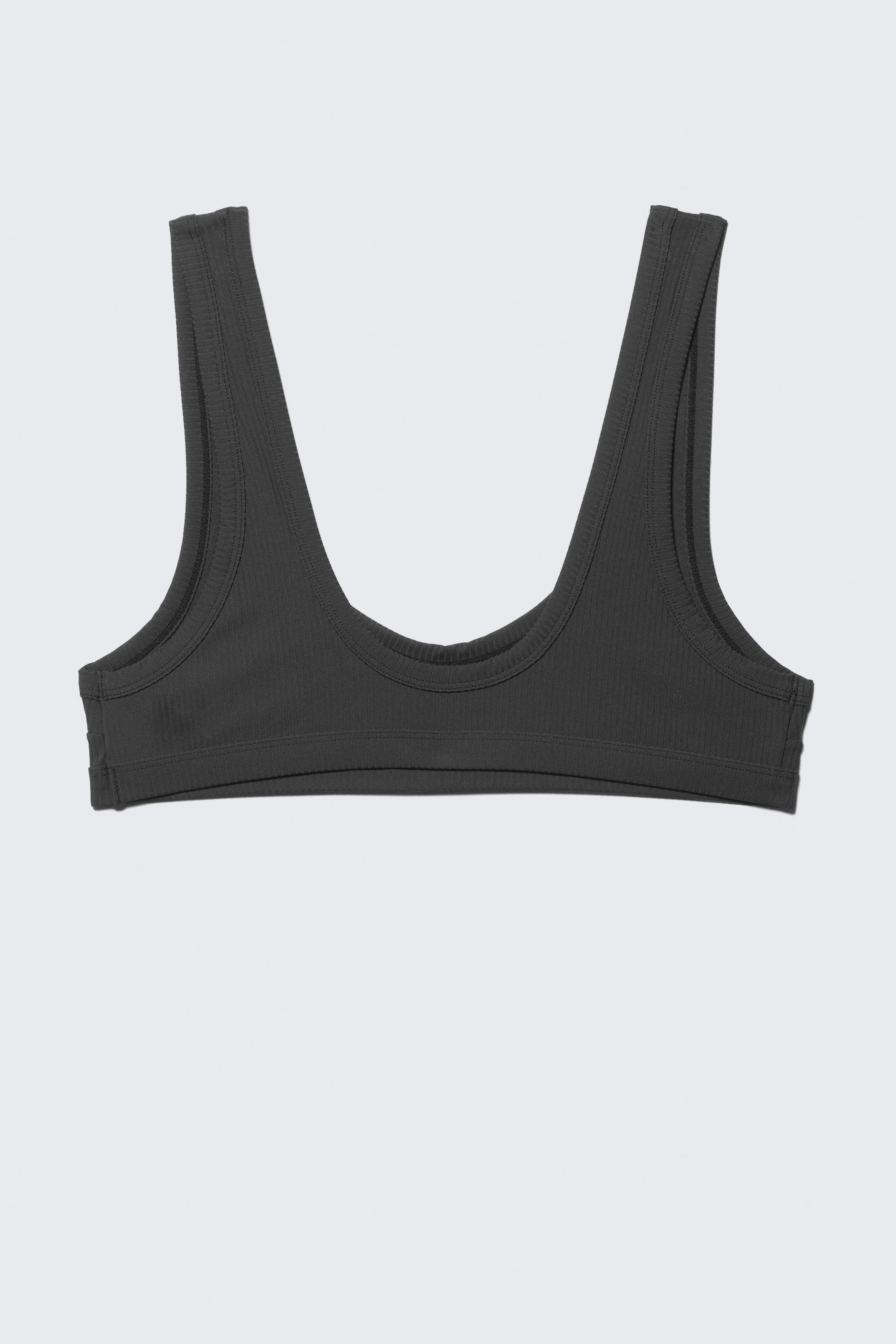 Dark Grey - Ribbed Scoop Neck Bikini Top - 4