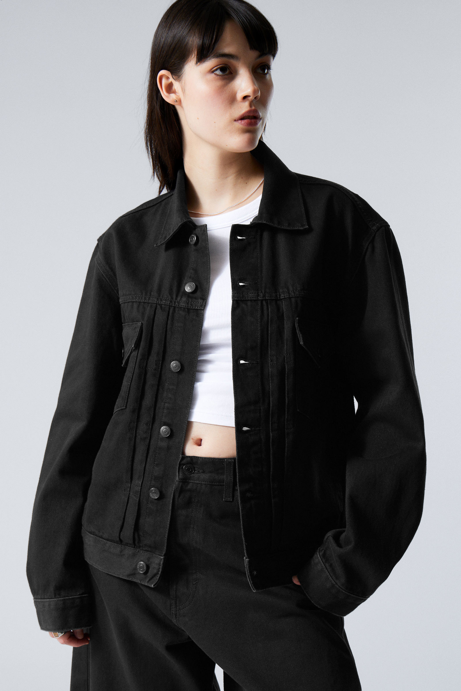 relaxed fit denim jacket - Black Rinse - Black | Weekday NO