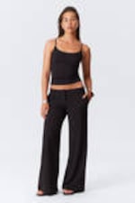 Black - Low Flared Suit Trousers - 0