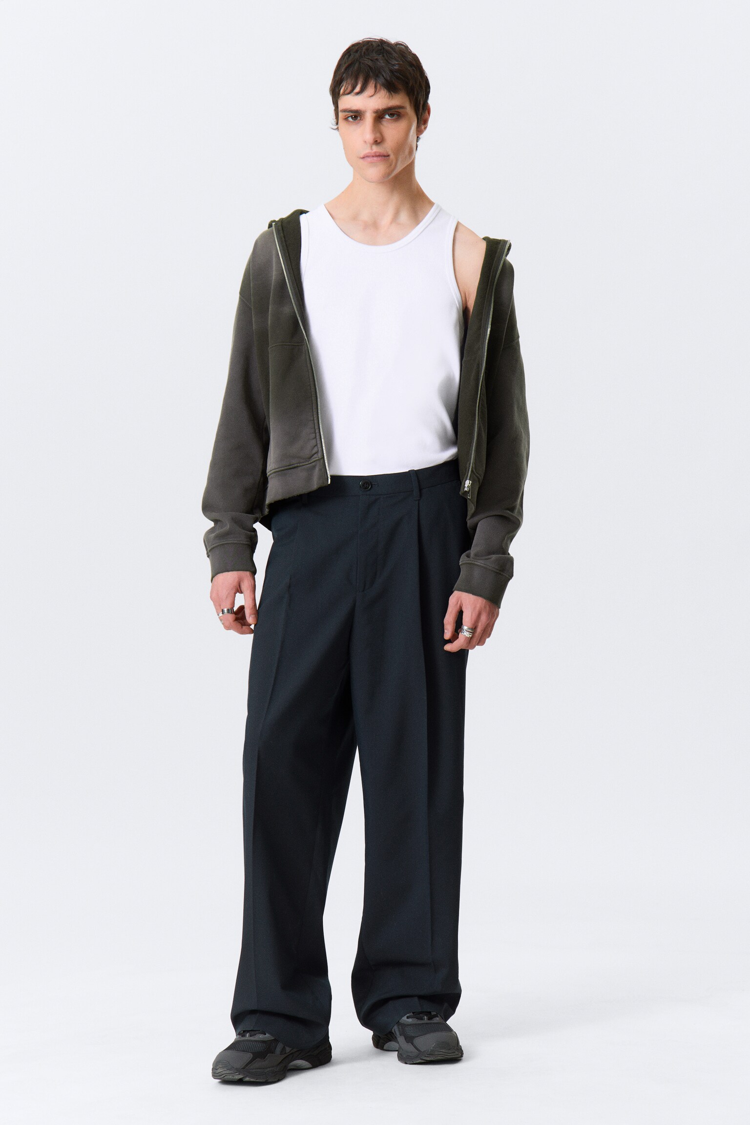 Oversized kostymbyxa Uno - Mörk marinblå/Svart/Mörkgrå – Pinstripe/Grårandig/Mörkbrun/Mörkgrå - 8