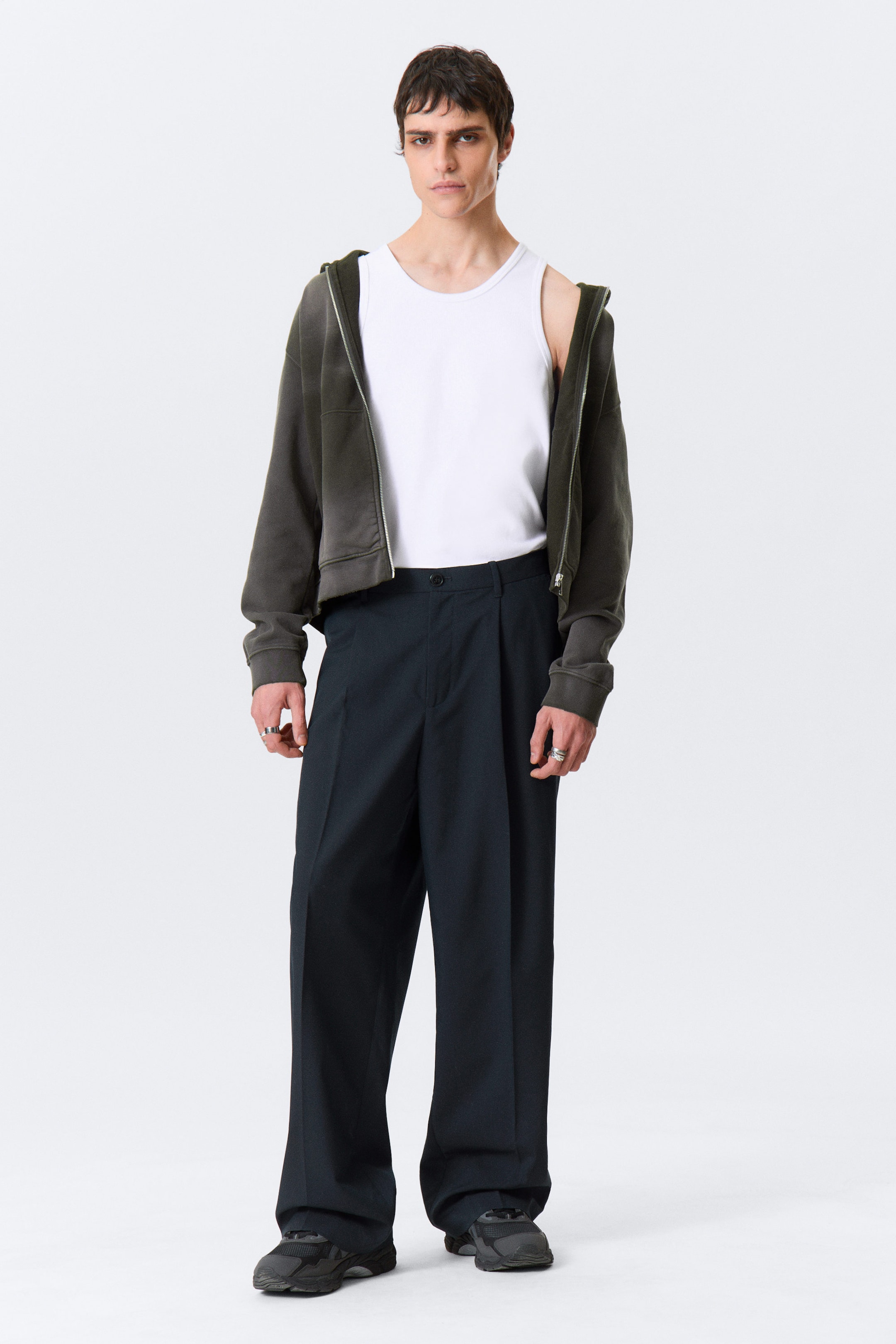 Dark Navy Blue - Uno Loose Suit Trousers - 2