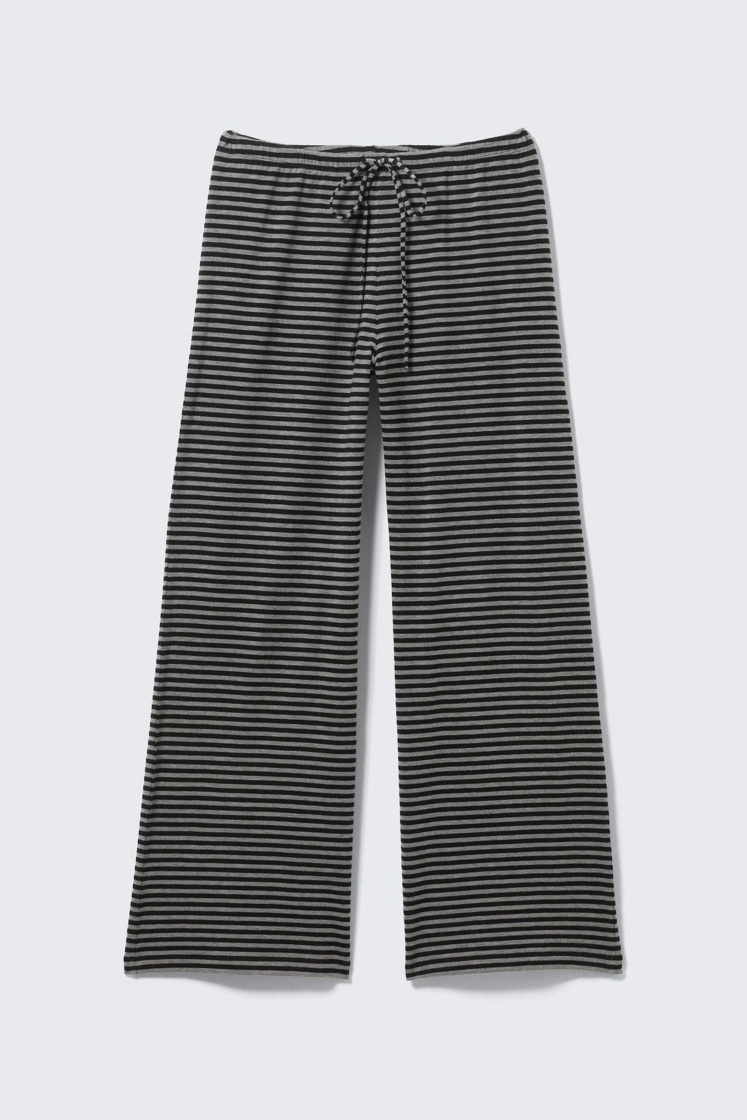 Wide-Leg Pull-On Lyocell Trousers - Black & Grey Stripes/Grey Melange/Grey & White Stripes/Black - 2