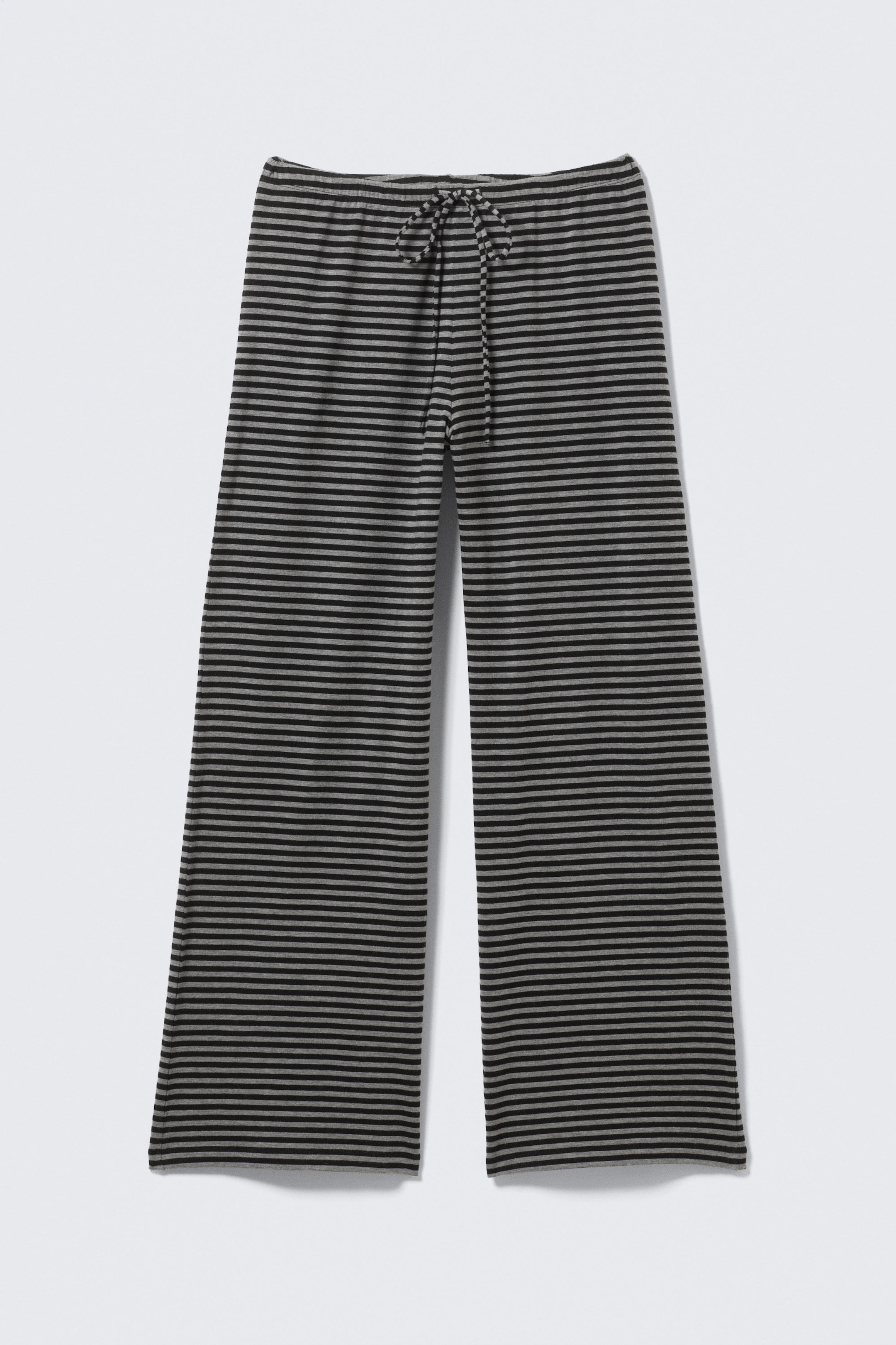 Black & Grey Stripes - Wide-Leg Pull-On Lyocell Trousers - 4