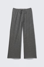Black & Grey Stripes - Wide-Leg Pull-On Lyocell Trousers - 4