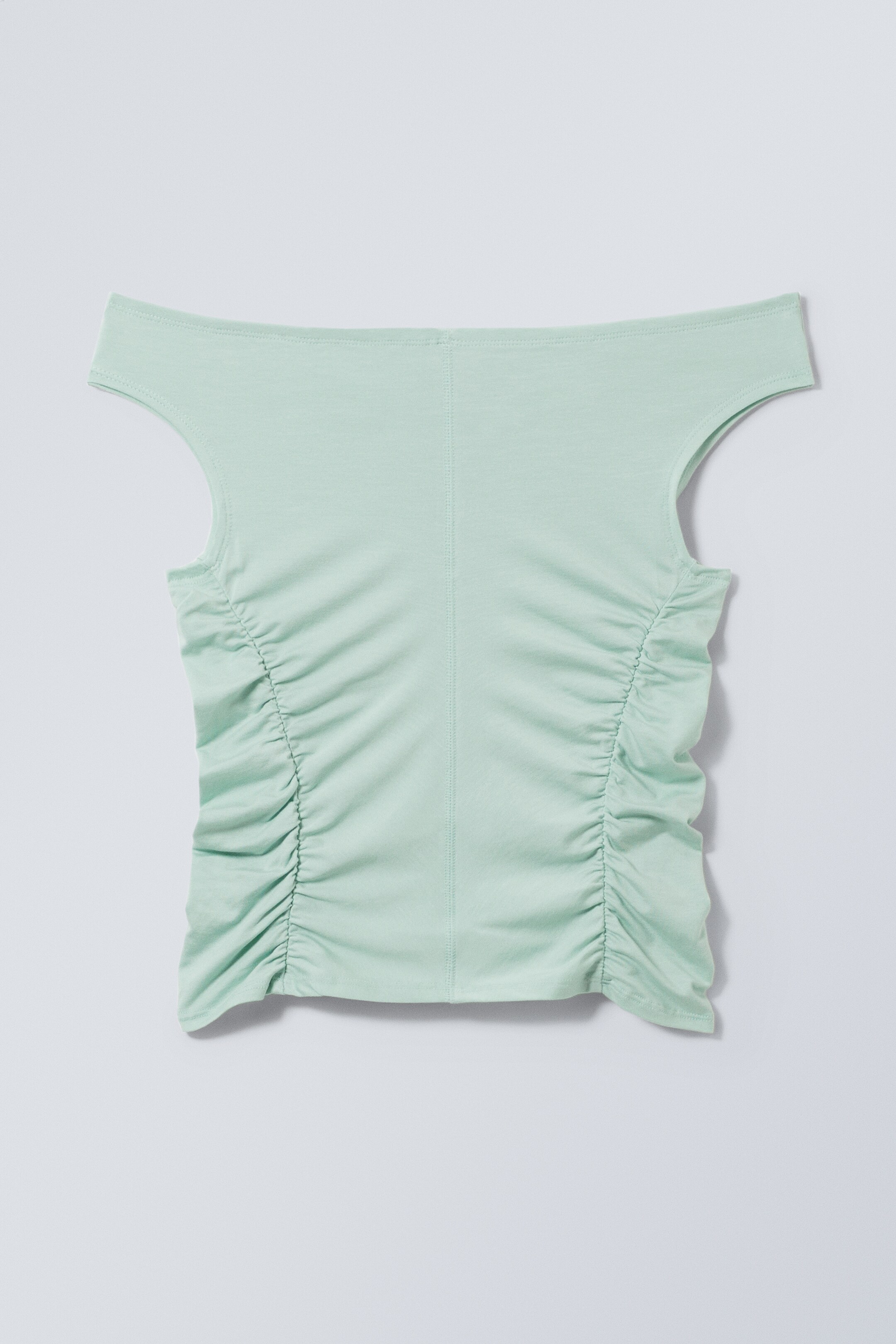 View larger image: Ruched Off Shoulder Top - Light Dusty Turquoise - Ladies | H&M GB 1