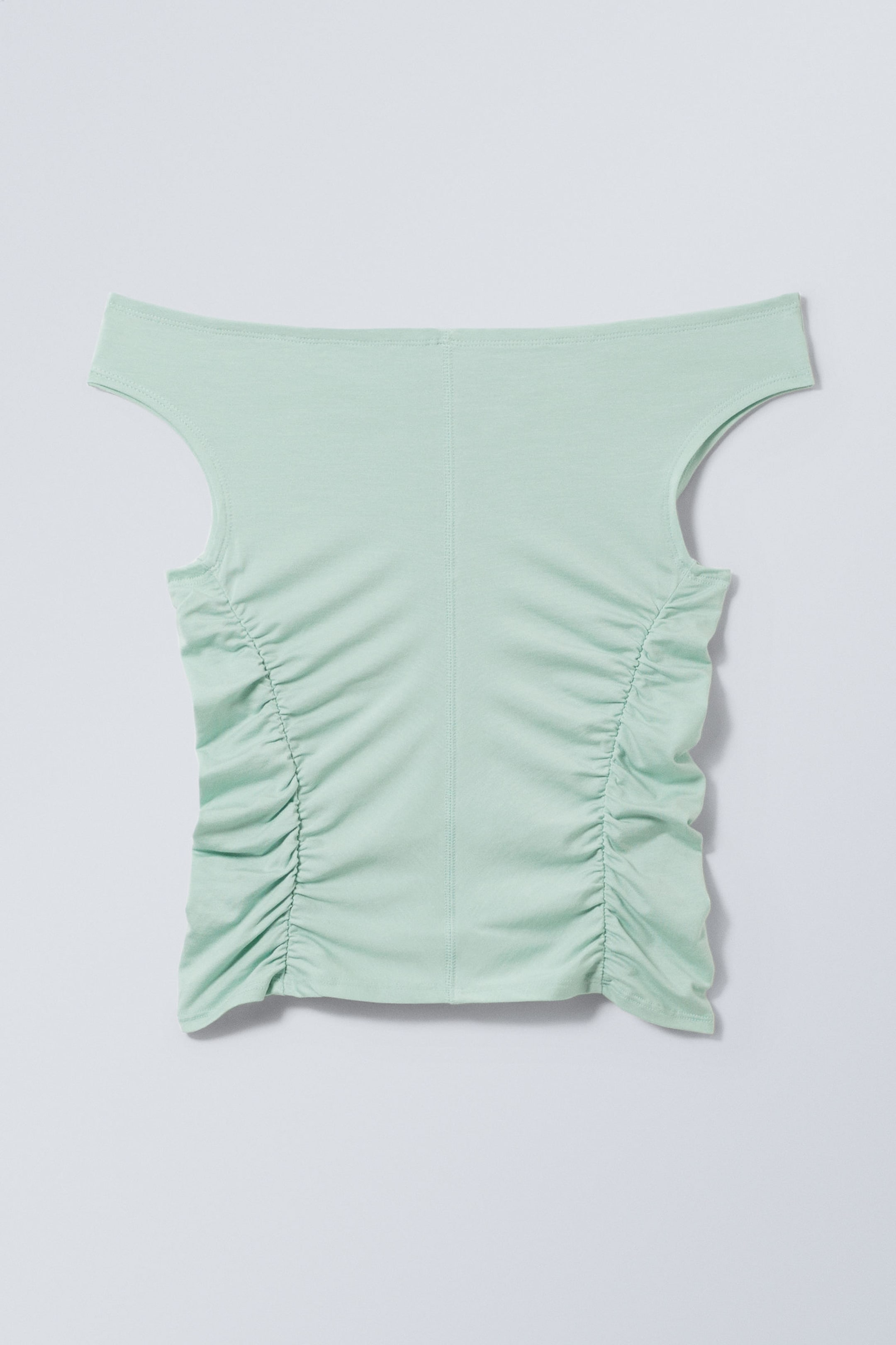 Light Dusty Turquoise - Ruched Off Shoulder Top - 1