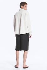 Striped Dusty White - Loose Structured Buttoned Shirt - 3