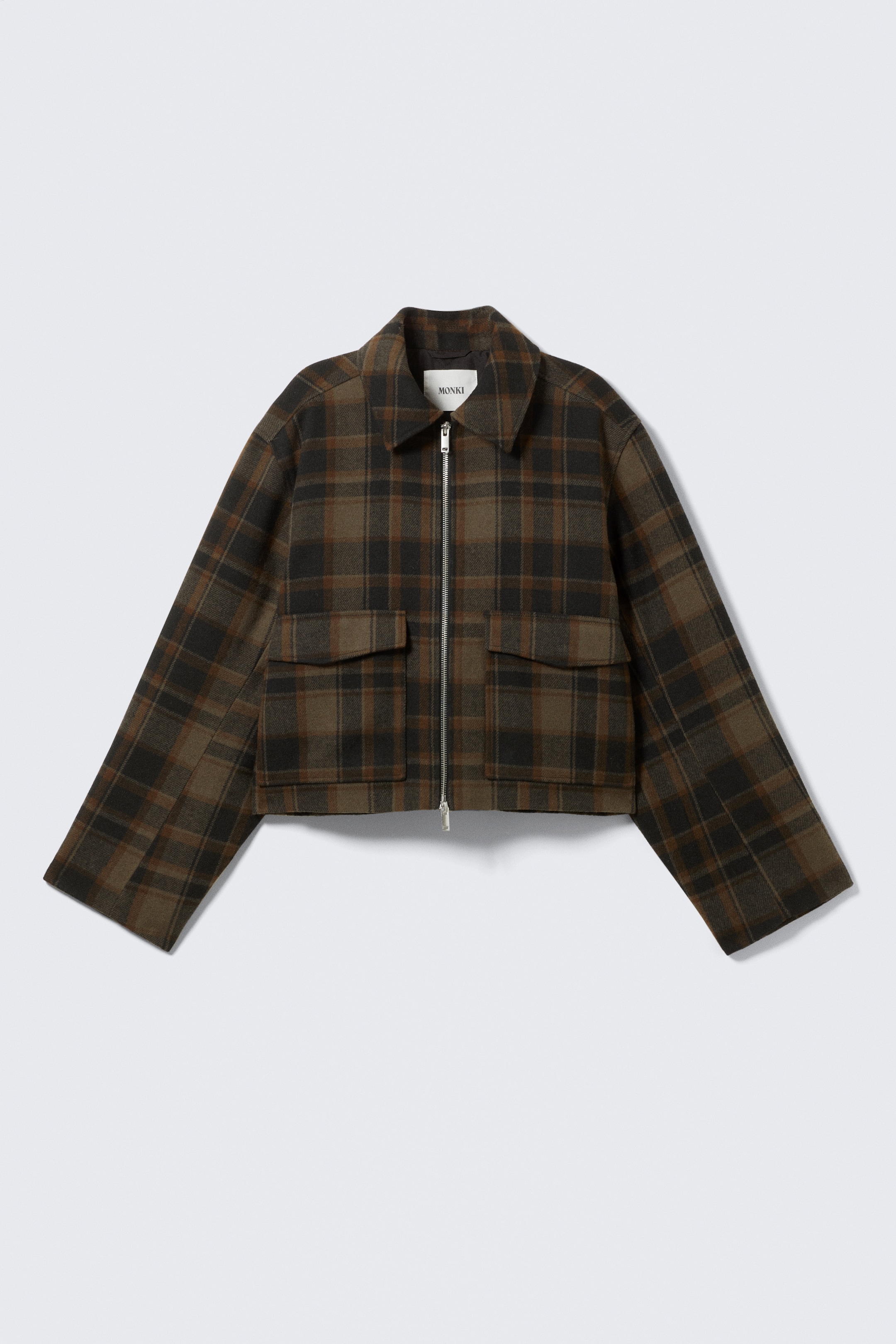 Grösseres Bild ansehen: Kurze, kastige Zip-Jacke - Dunkelbraun/Kariert - DAMEN | H&M CH 5