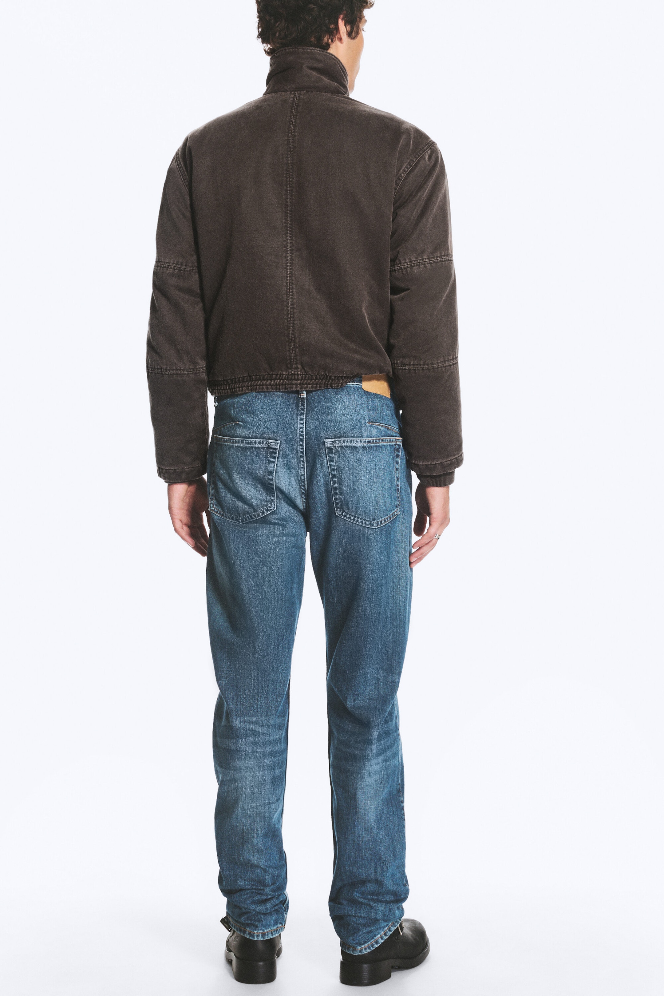Spotted Blue - Mörkblå - Space Mid Waist Relaxed Straight Dart Jeans - 4