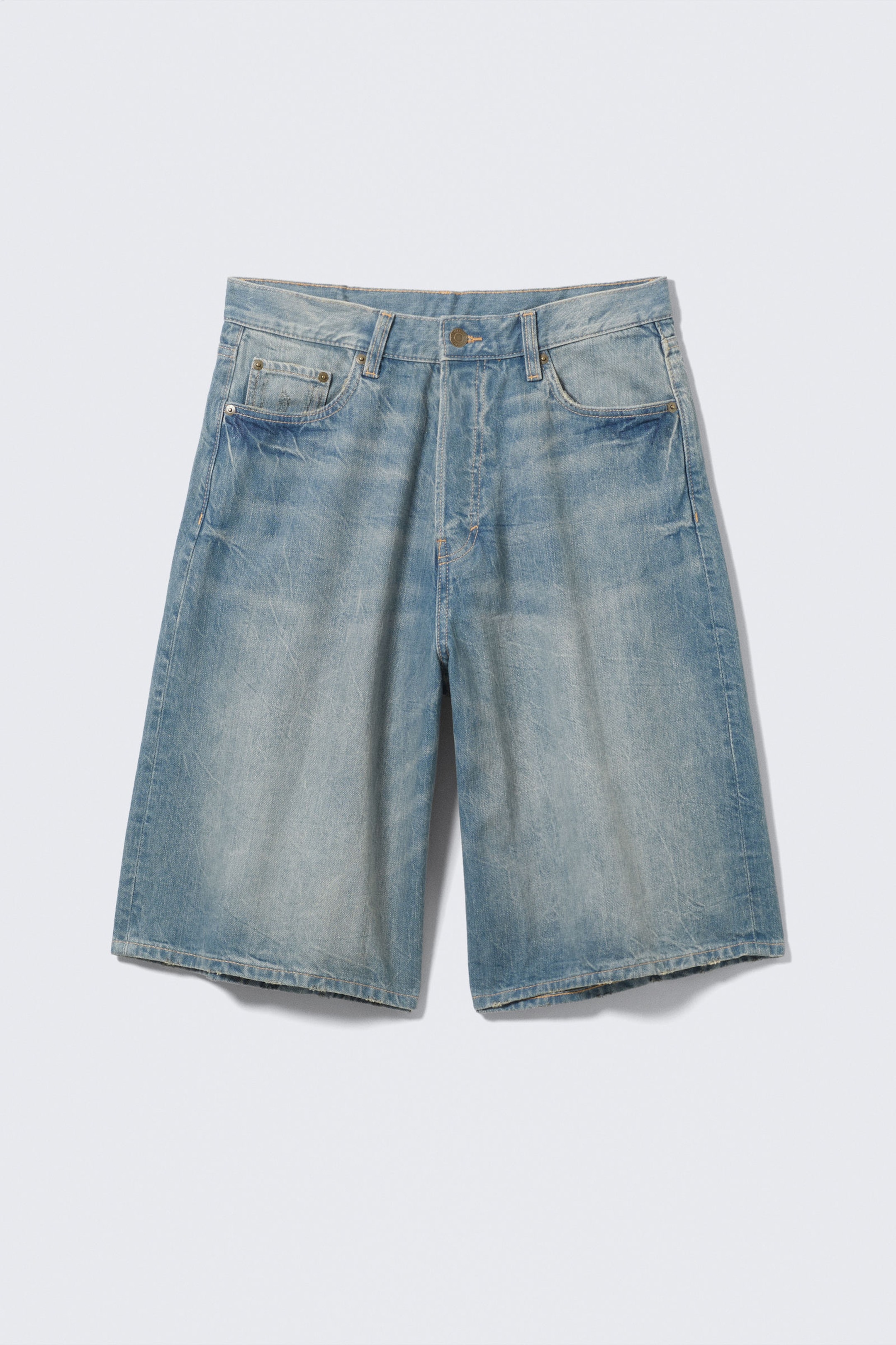 Cyan Dust - Medium Blue - Astro Denim Loose Baggy Shorts - 11