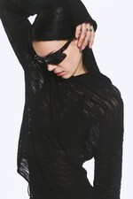 Zwart - Knitted Hoodie - 3