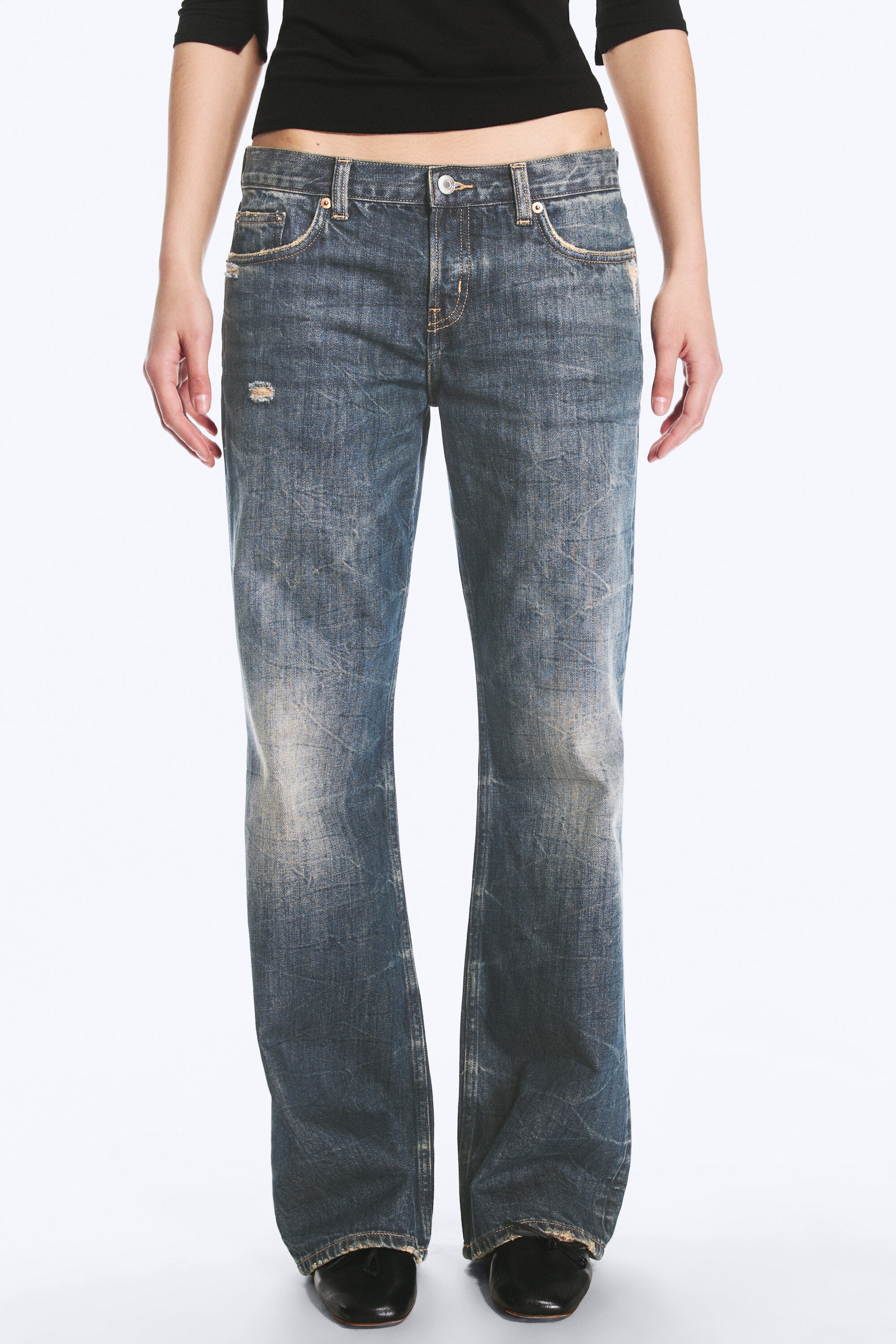 Marina Blue - Dark Blue - Aura Low Rise Relaxed Bootcut Jeans - 2